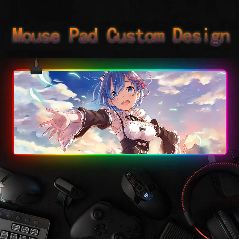 Rem-Rom Anime multikas kunsti mouse pad, RGB maastiku isikupärastatud Re:Elu Erinevates Maailma Nullist mouse pad