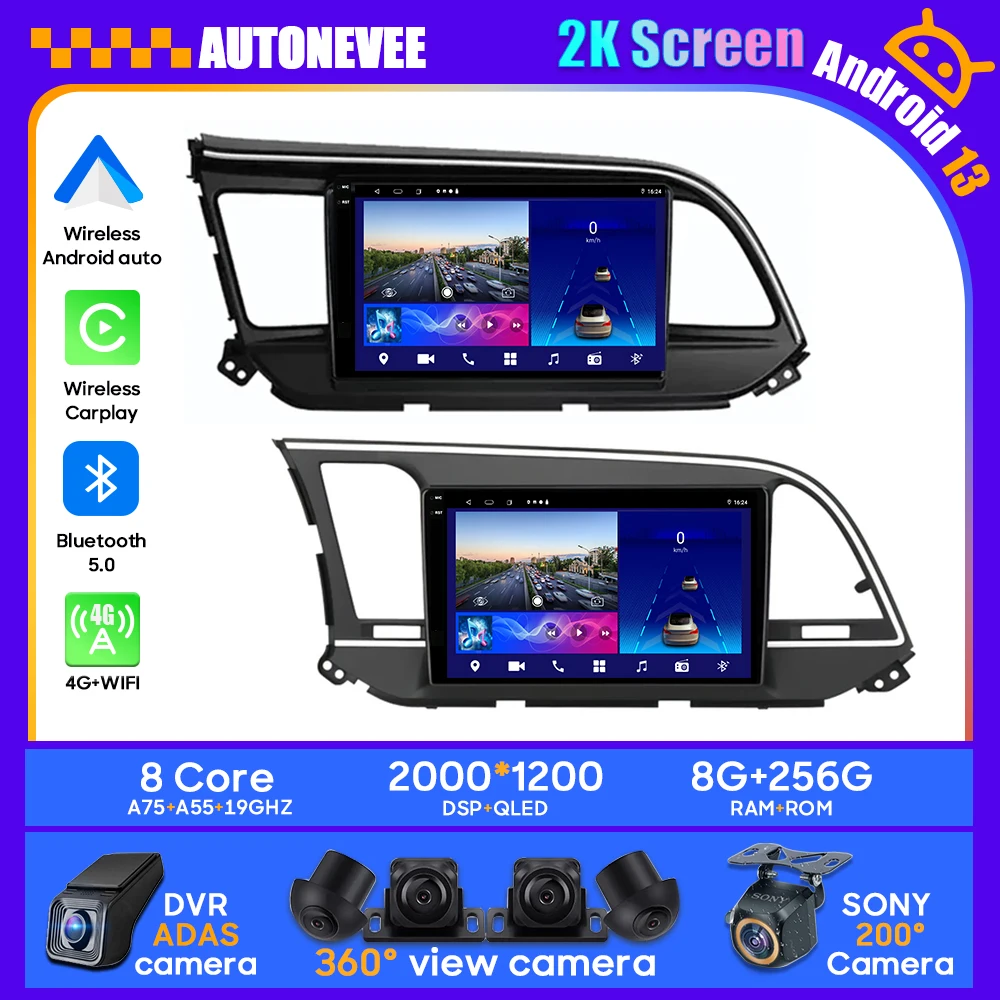 Android 13 Hyundai Elantra Avante REKLAAMI 2015-2021 Ühik Mms Raadio Stereo BT Carplay Android Auto 2din Auto Juht GPS Player
