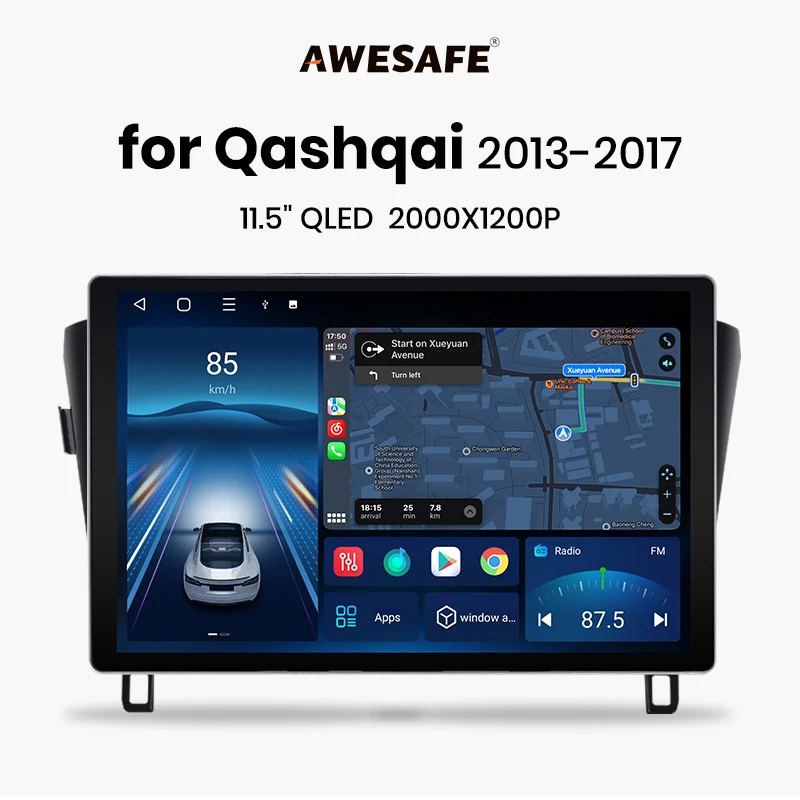 AWESAFE X7 PRO Wireless CarPlay Android Auto Auto Raadio Nissan Qashqai J11 X-Trail 3 T32 2013-2017 11.5