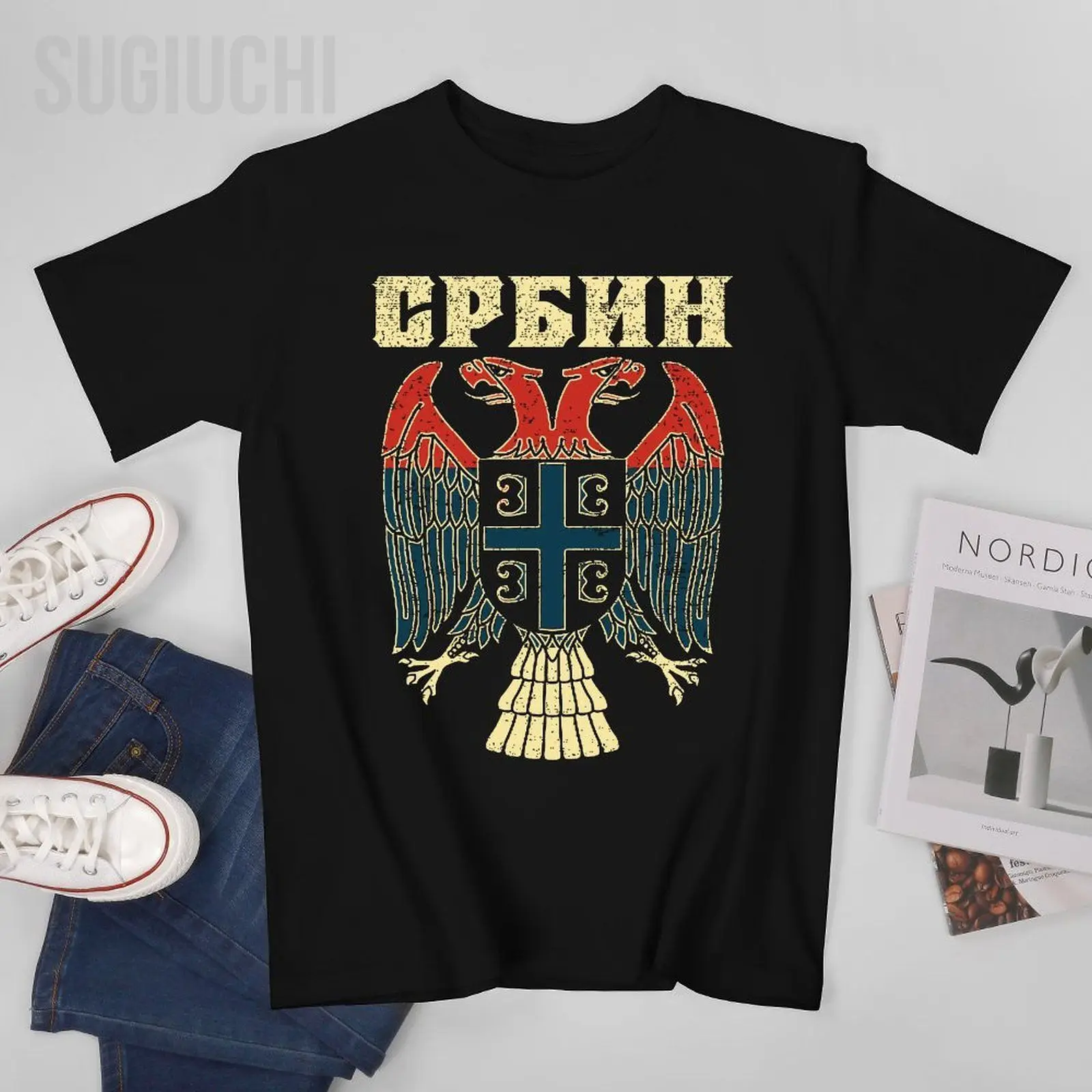 Unisex Meeste Serbia Srbija serbia Serbia Srbin Eagle Lipu Tshirt Tees O-kaelus T-Särgid Naistele, Poistele 100% Puuvillast T-Särk