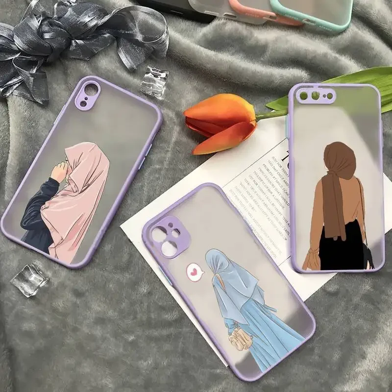 Hijab Nägu Moslemid Islami Telefoni Juhul matt läbipaistev iphone 14 11 12 13 plus mini pro max kate